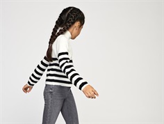 Kids ONLY cloud dancer/black striped half zip knit sweater